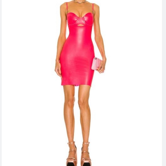 Versace Embellished Cutout Latex Mini Dress ๐ hot pink.. - Picture 7 of 14